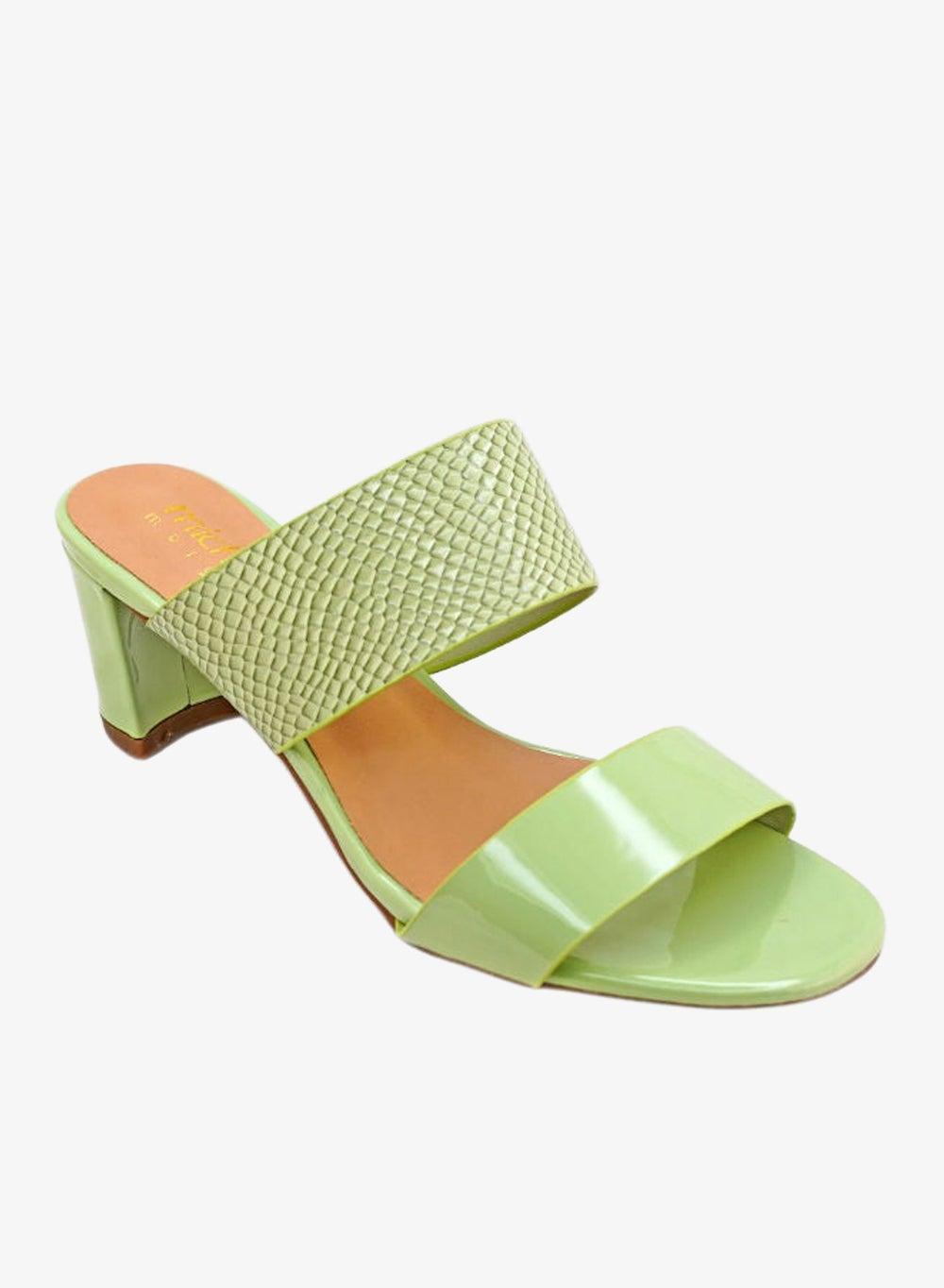 Elegant Green Mid Heel Mule Sandals 914Rj192 - Image 1