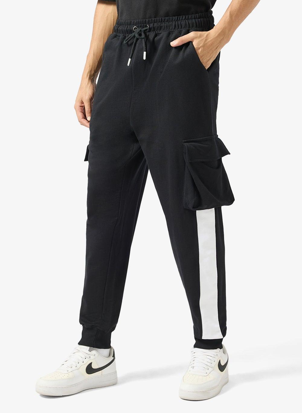 Panel Cargo Pocket Oversized Joggers Ishjg29 Black - Image 1