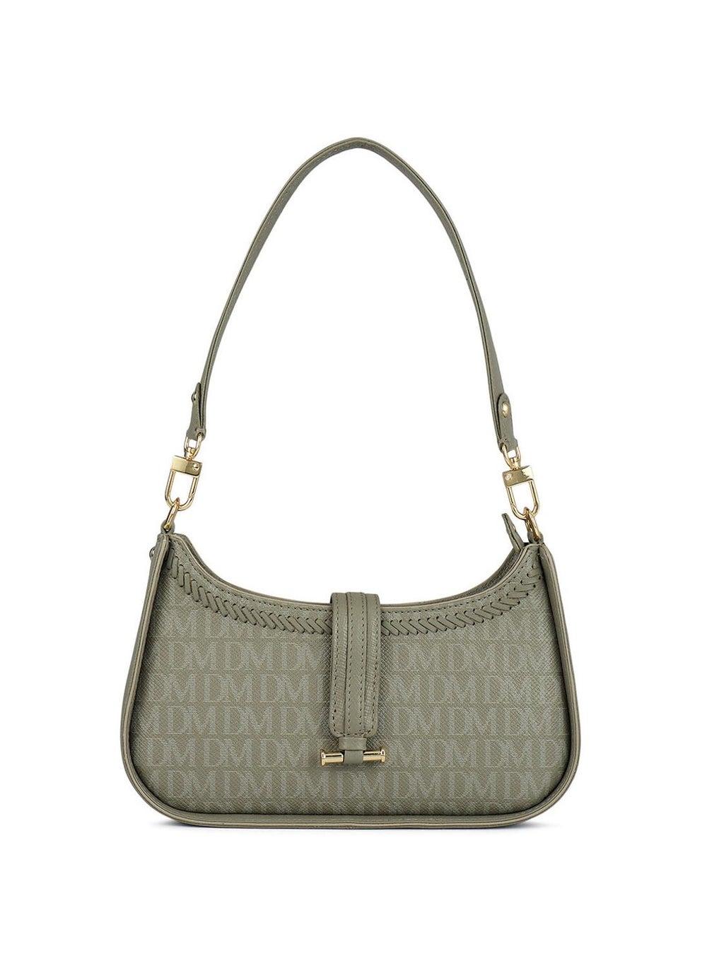 Grey Genuine Leather Sling Bag with Adjustable Strap - Image 1