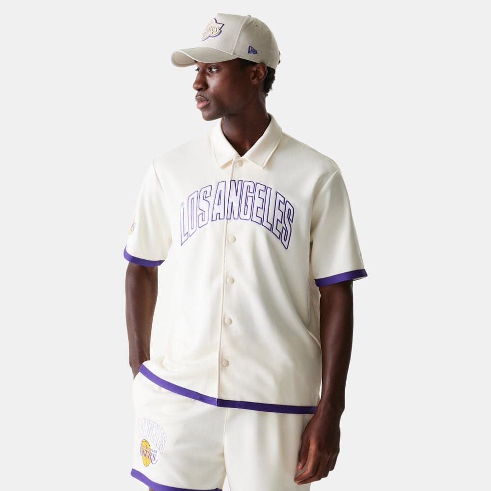 LA Lakers New Era Men's Collared Shirt White - Image 1