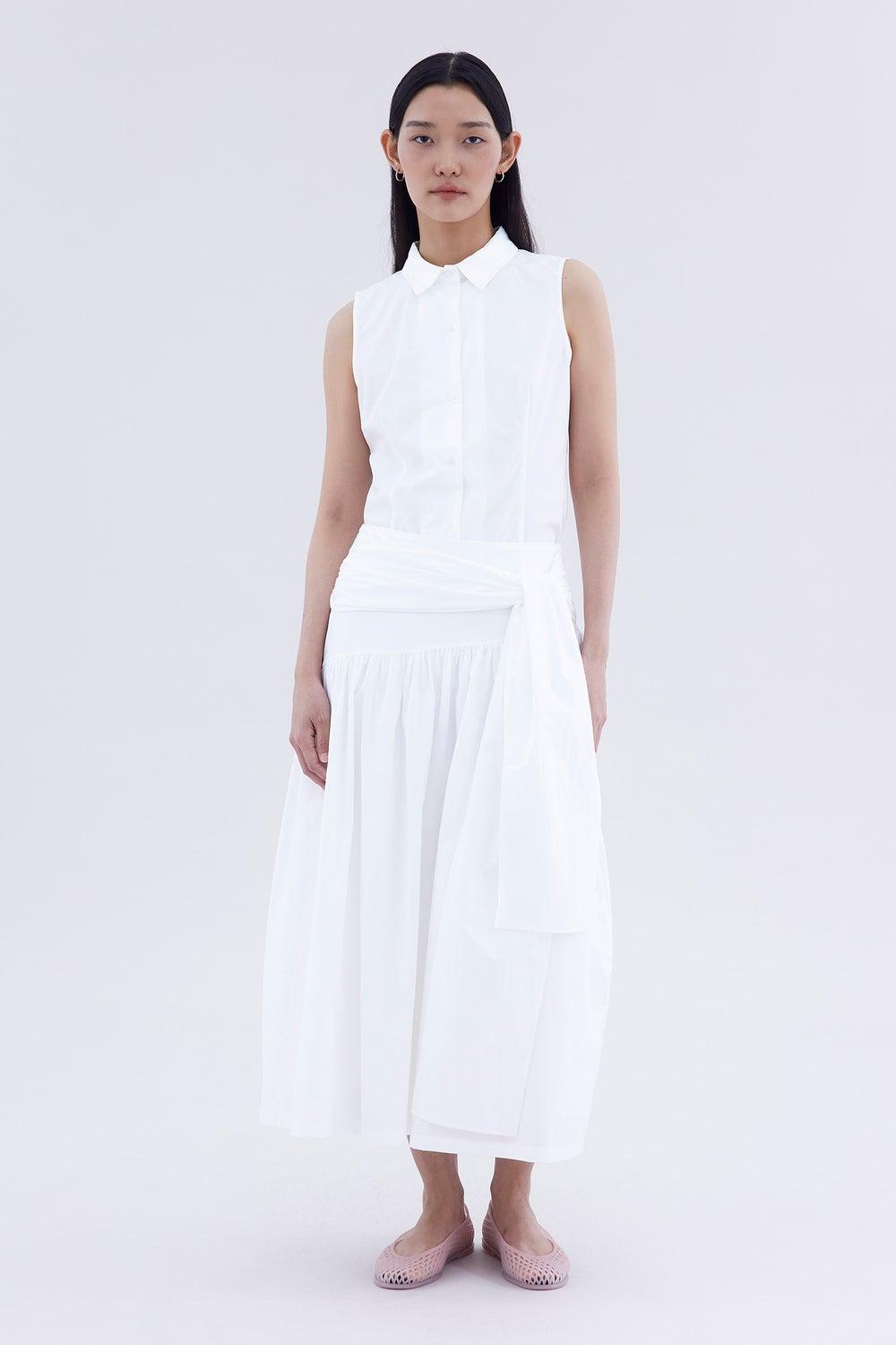 Tamele White Tie-Waist Midi Skirt Set - Image 1