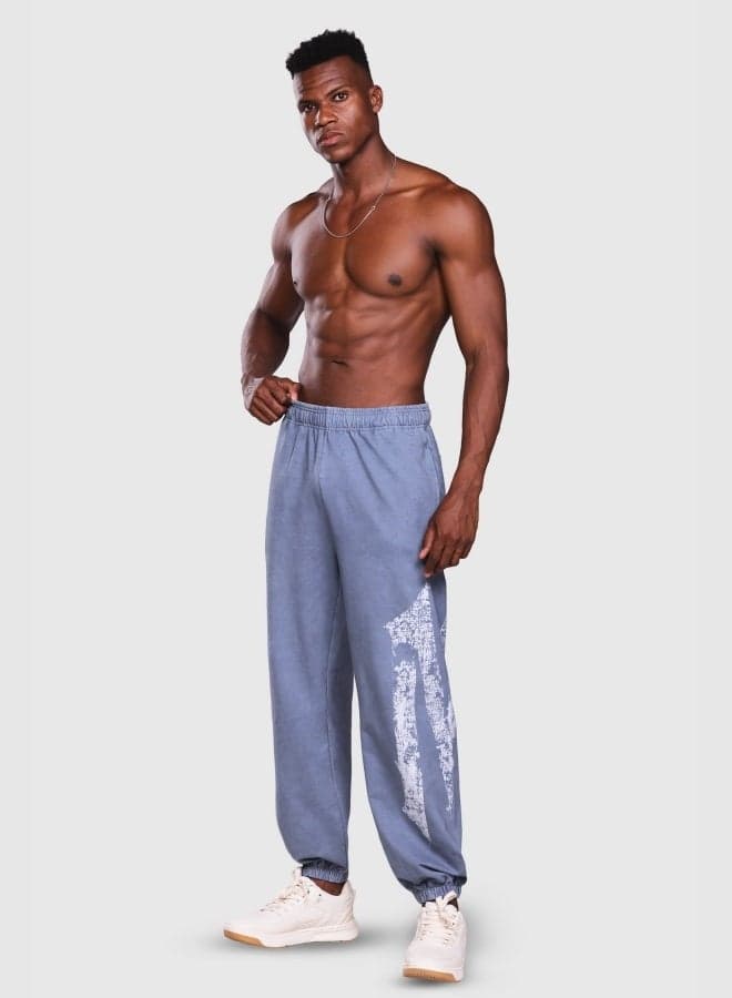 Men’s Acid Wash Denim Joggers Mttss25Jog004 Blue - Image 1