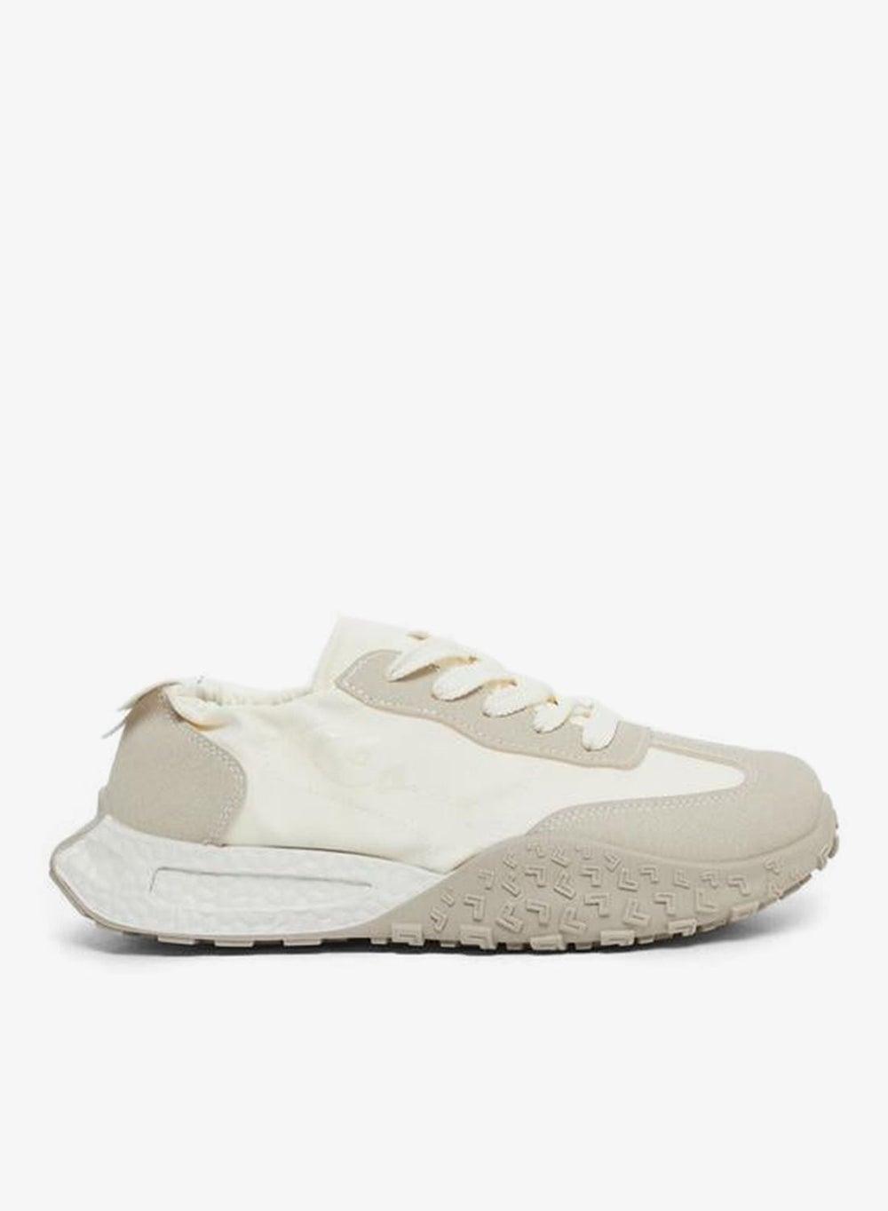 Take Two Cream Panel Lace Stretch Slip-On Sneakers - Image 1