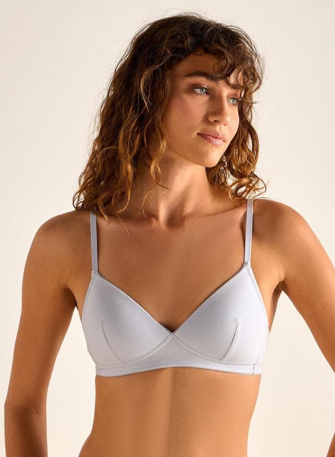 Non-Wired Cotton Comfort Demi Bra with Hook Closure - Image 1