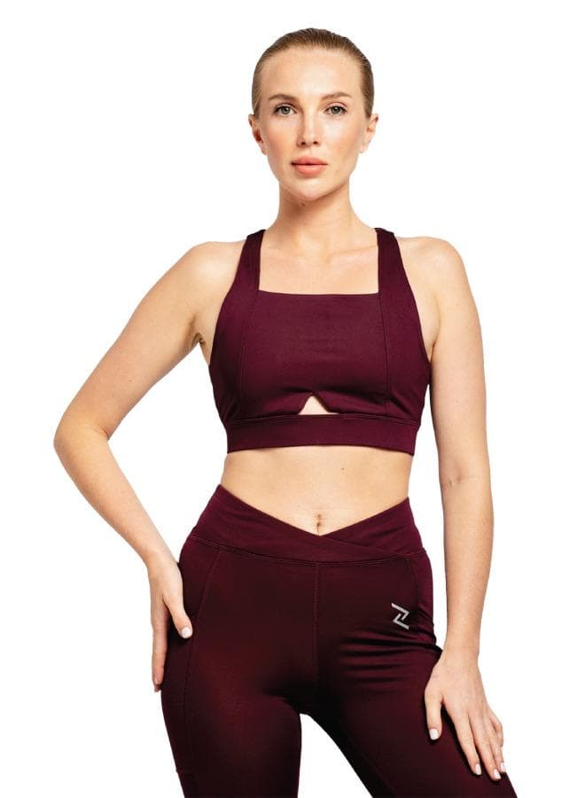 High-Support Plum Padded Sports Bra Racerback Fit - Image 1