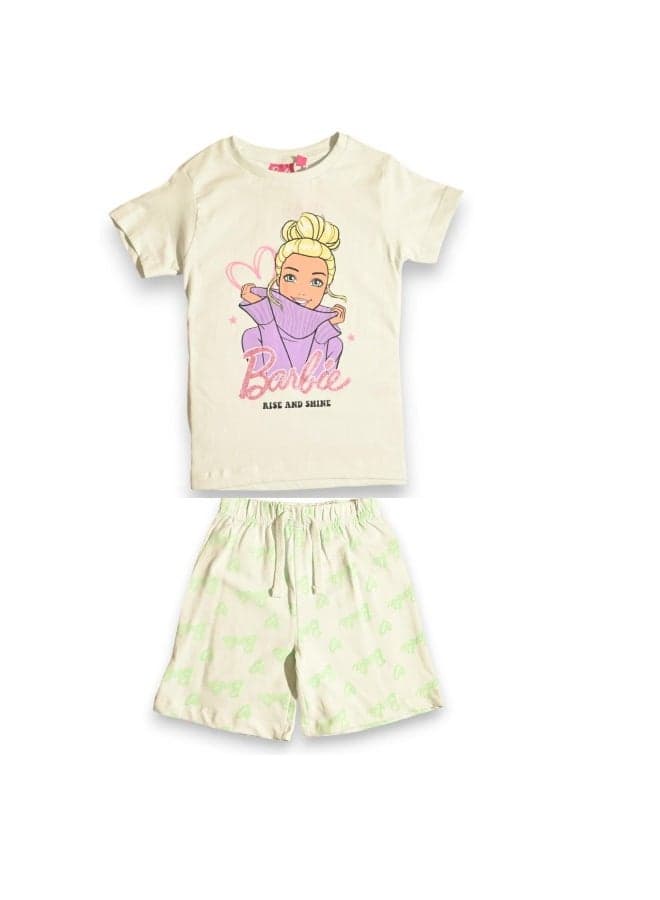 Barbie Girls Cotton T-Shirt & Shorts Set Multicolor - Image 1