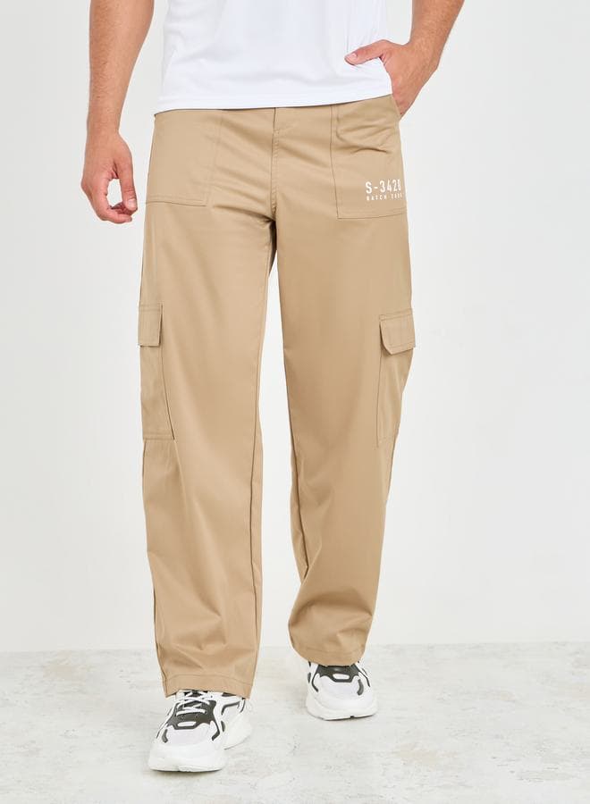 Beige Printed Wide Leg Cargo Pant 7007828002 - Image 1