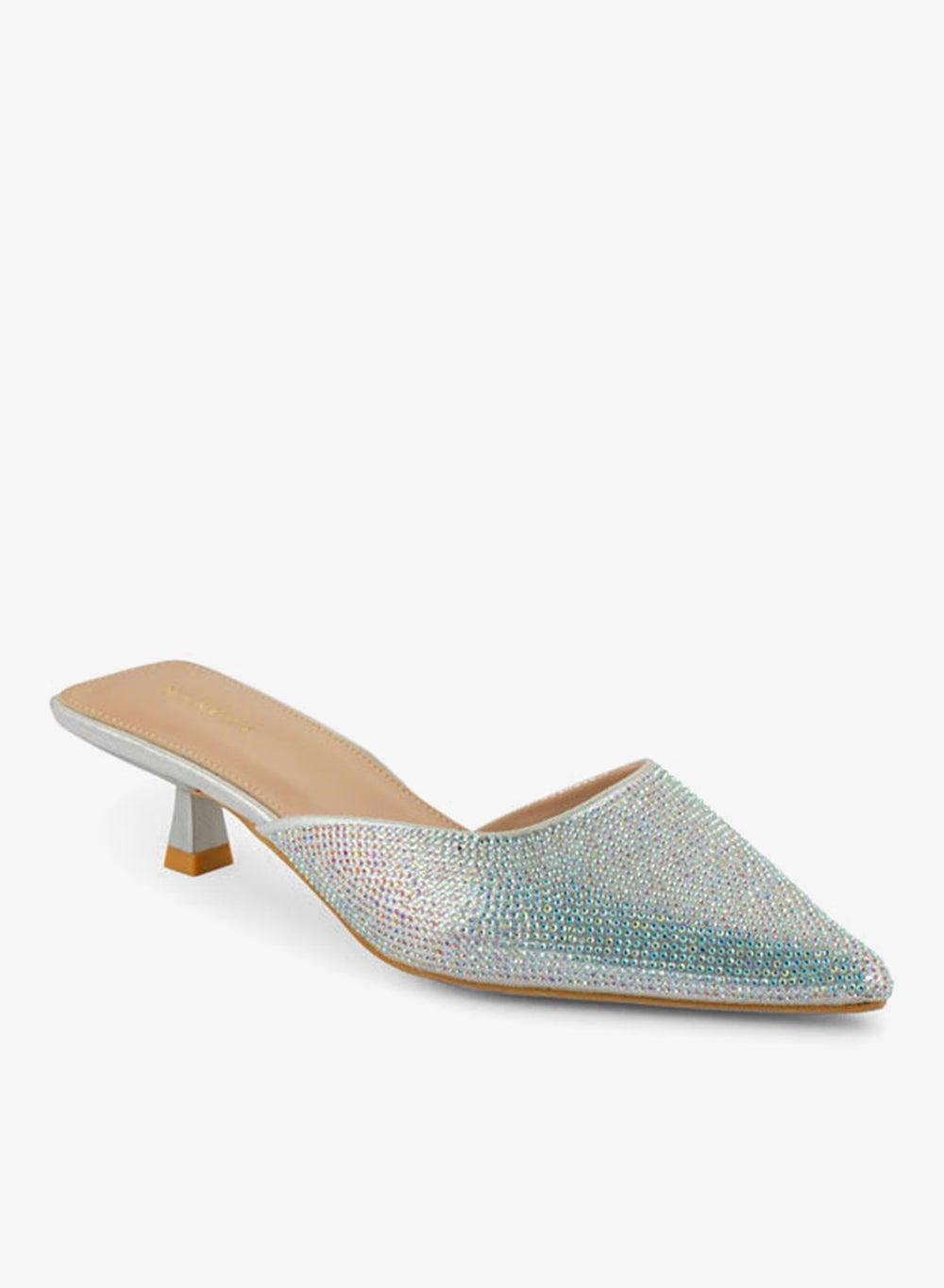 Silver Pointed Toe Low Heel Pumps Vi20404424 - Image 1
