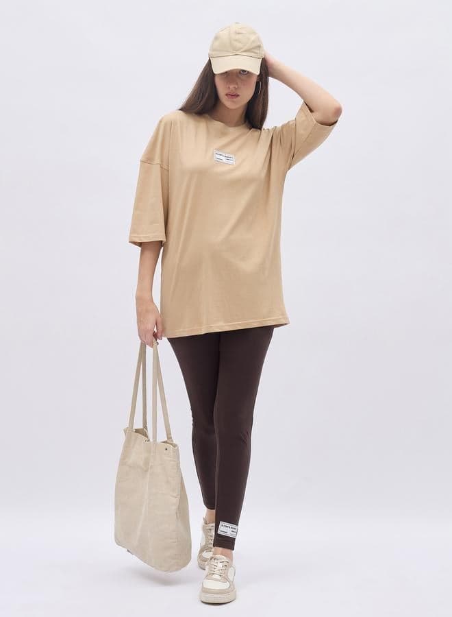 Styli Coffee Brown Oversized Tee & Leggings Co-Ord Set - Image 1