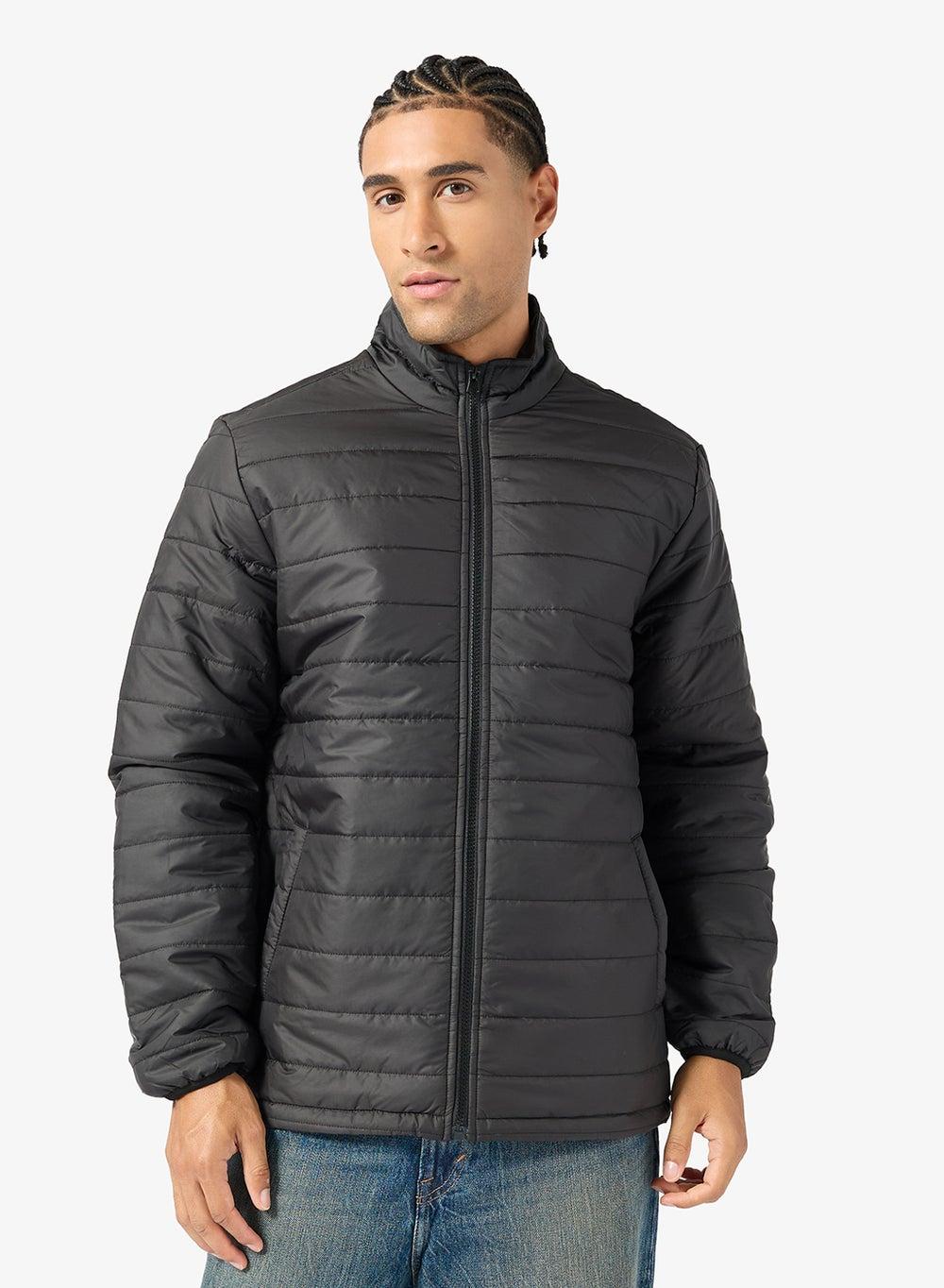 Black High Neck Puffer Jacket Shrijck49 - Image 1