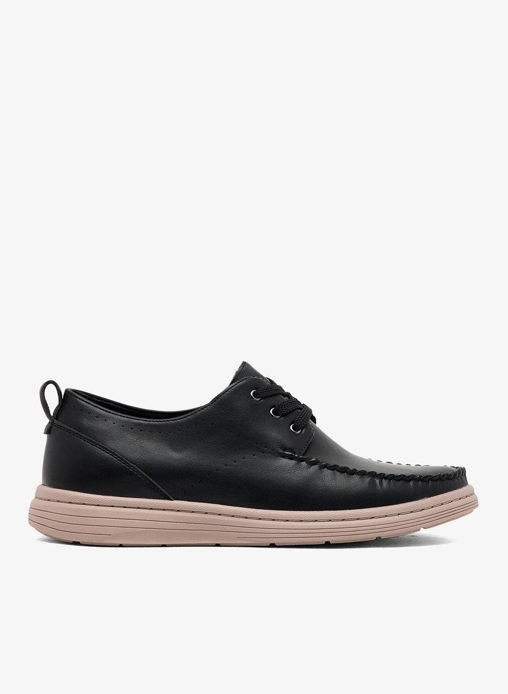 Hs41014 Black Casual Lace-Up Loafers - Image 1