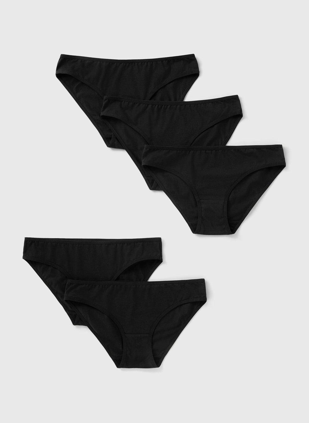 5 Pack Black Cotton Mini Knickers Set - Image 1