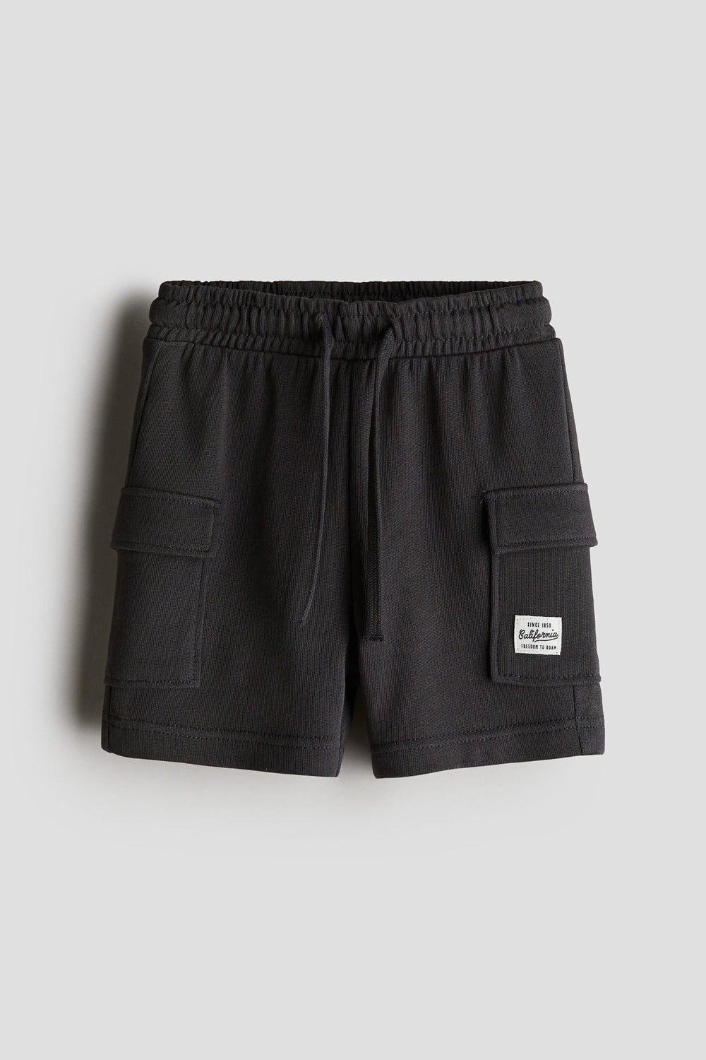 Dark Grey Sweatshirt Cargo Shorts - Image 1