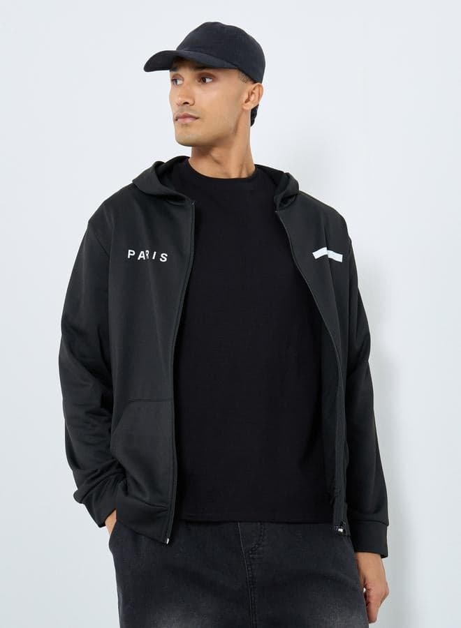 Take Two Men Black Zip-Up Hooded Jacket - Image 1