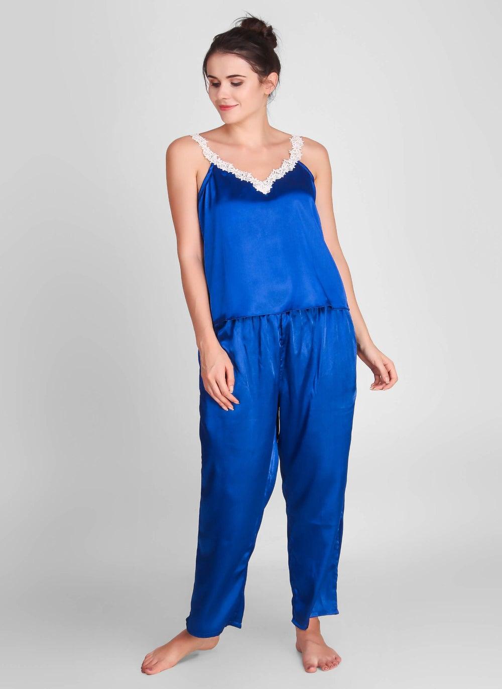 Erin Lace Low Back Pajama Set – Klein Blue - Image 1