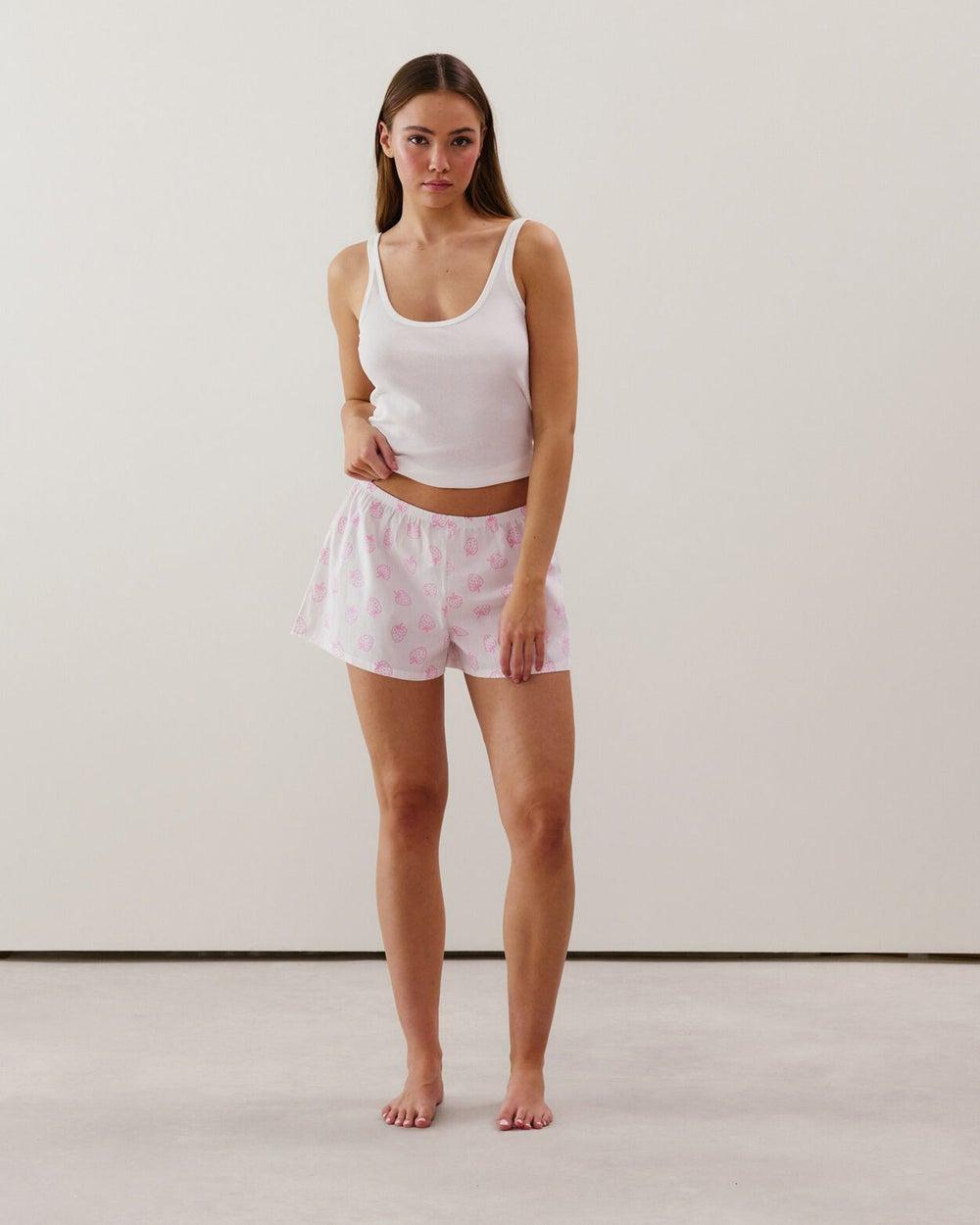 Strawberry Print Cotton Shorts 655103280 Off-White - Image 1