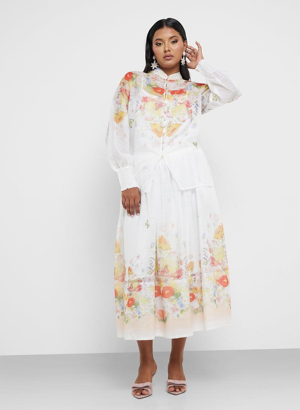 Plus Size Floral Top and Skirt Set A6527P - Image 1