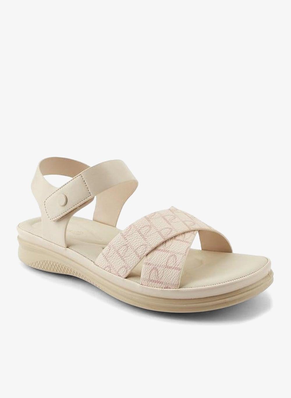 Printed Cross-Strap Hook & Loop Flat Sandals Onexr25Aw09335 - Image 1