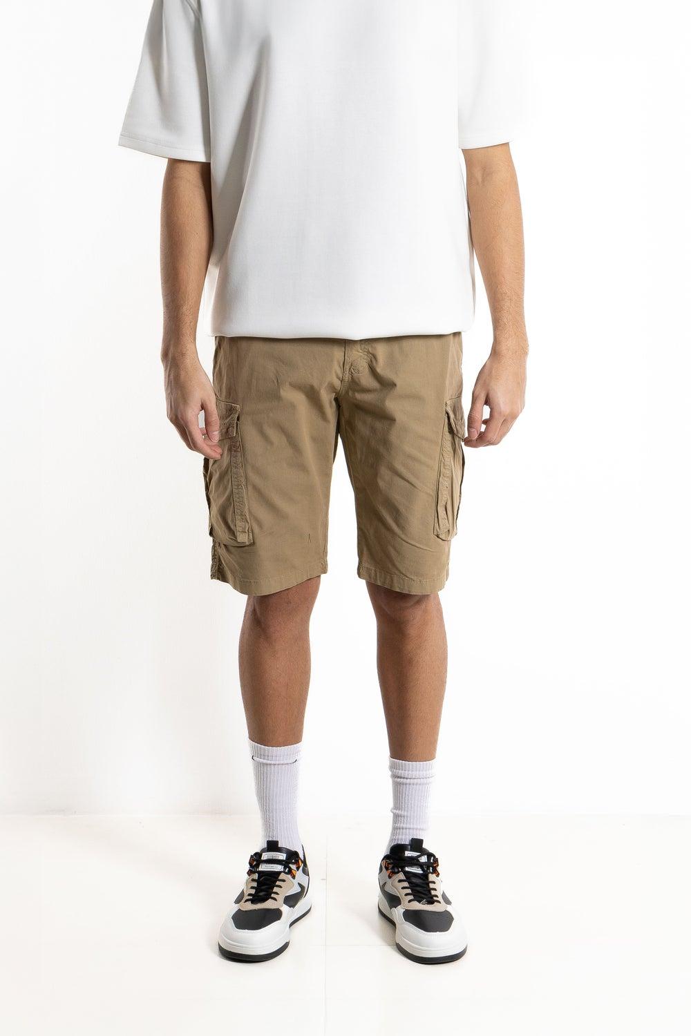 Beige Cargo Bermuda Shorts with Adjustable Waist - Image 1