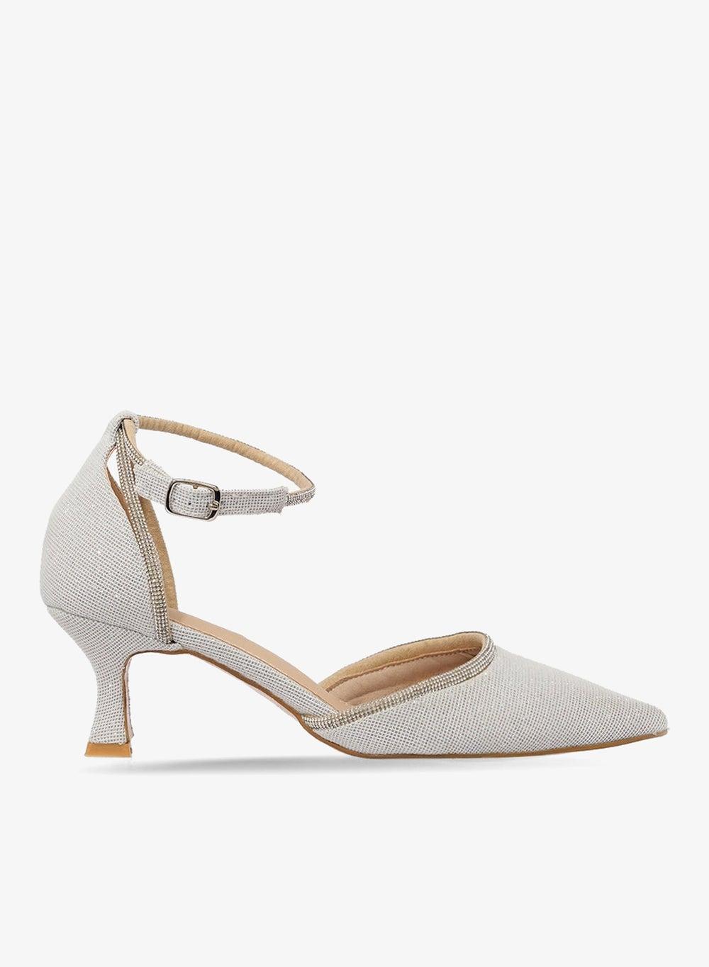 Silver Slingback Classic Kitten Heel Pumps Vhlx2505224 - Image 1