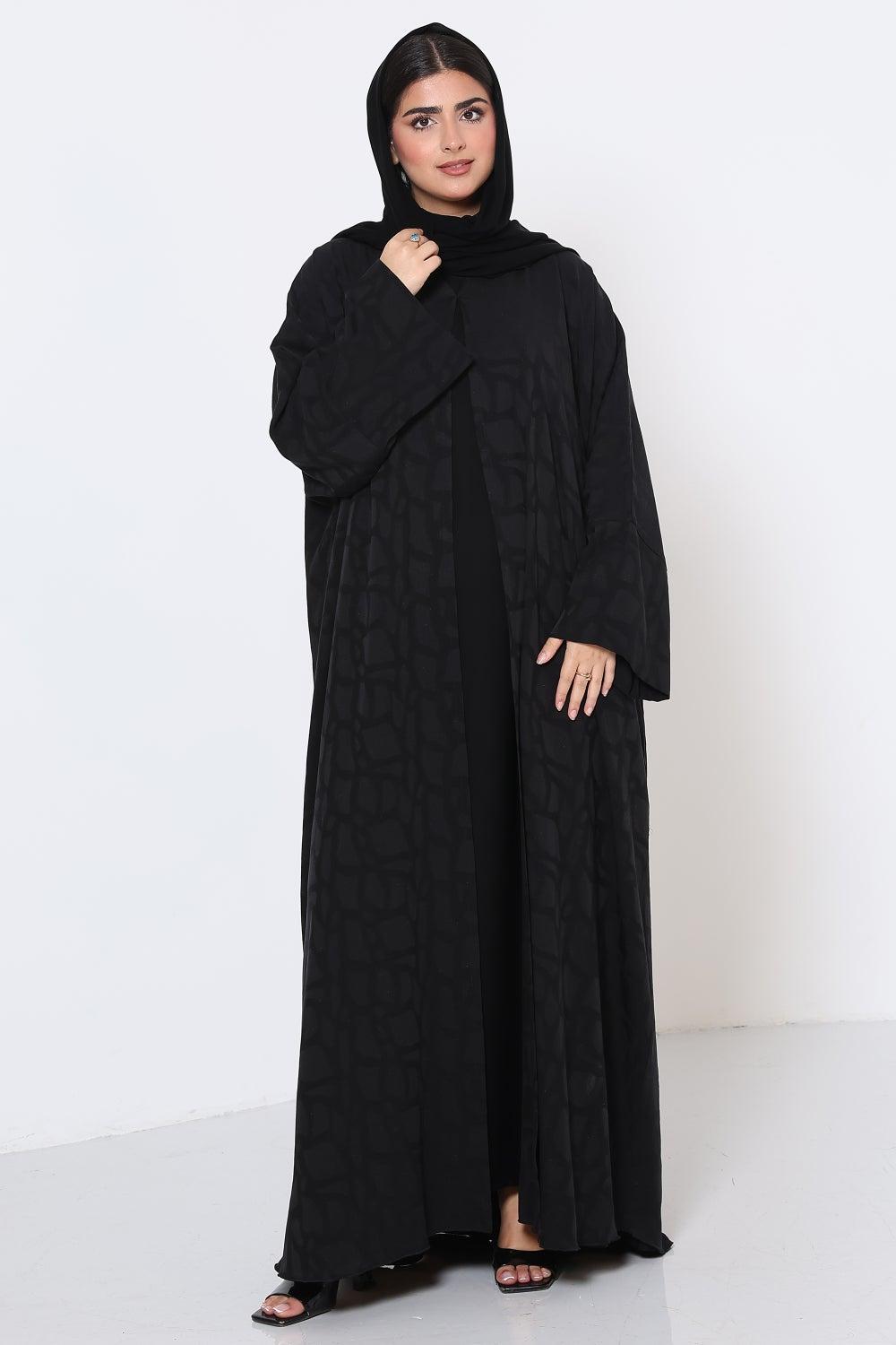 Black Bisht Cut Daily Wear Abaya UAE - Image 1