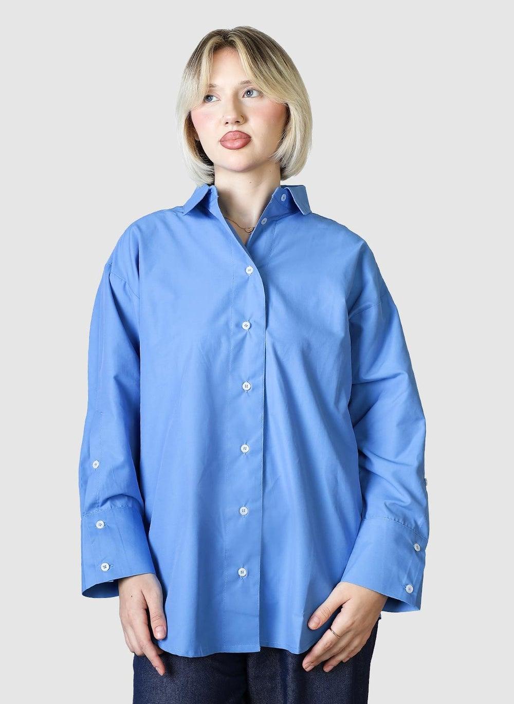Blue Poplin Oversized Button-Down Shirt UAE - Image 1