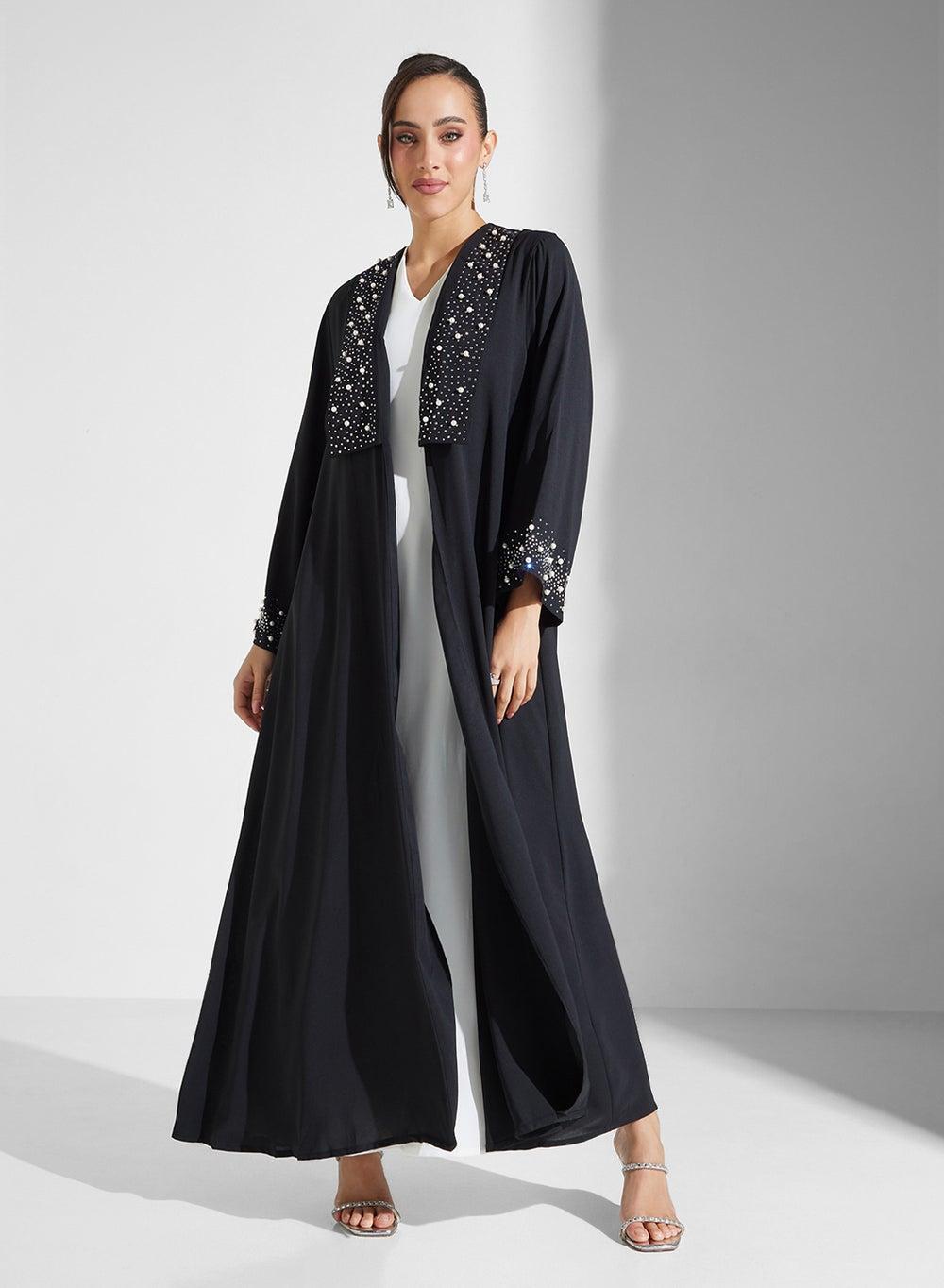 Embellished Black Abaya MQ169 Elegant Casual Wear - Image 1