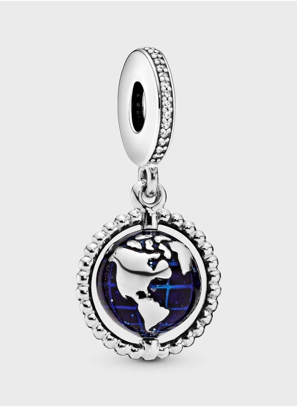 Pandora Spinning Globe Dangle Charm Blue Enamel - Image 1