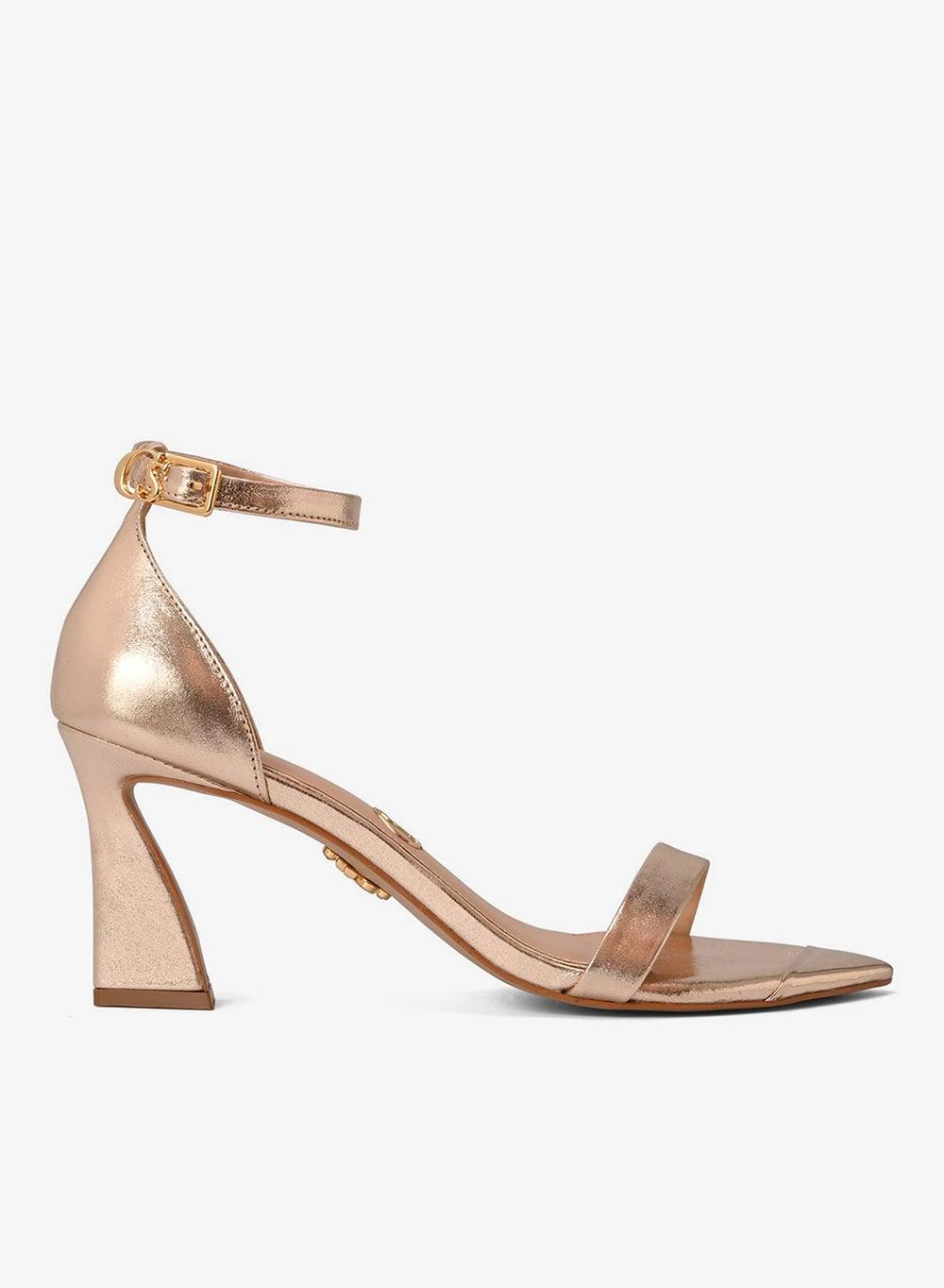 Gold Metal Detail High Heel Sandal - Image 1