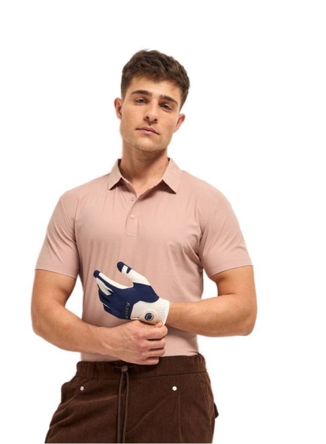 Men’s Pink Nylon Blend Polo Shirt Classic Collar - Image 1
