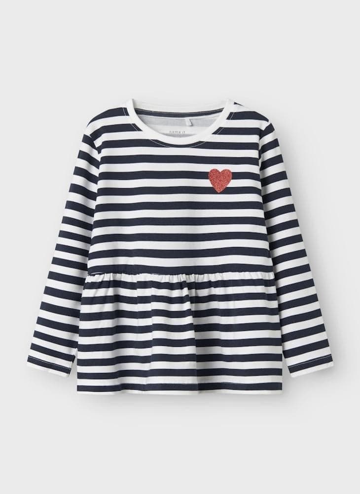 Girls Striped Jersey Top 13246222 Glitter Detail - Image 1