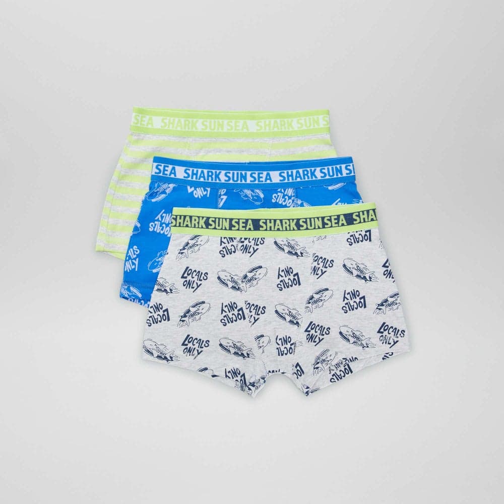 3-Pack Blue Stretch Cotton Boxer Shorts - Image 1