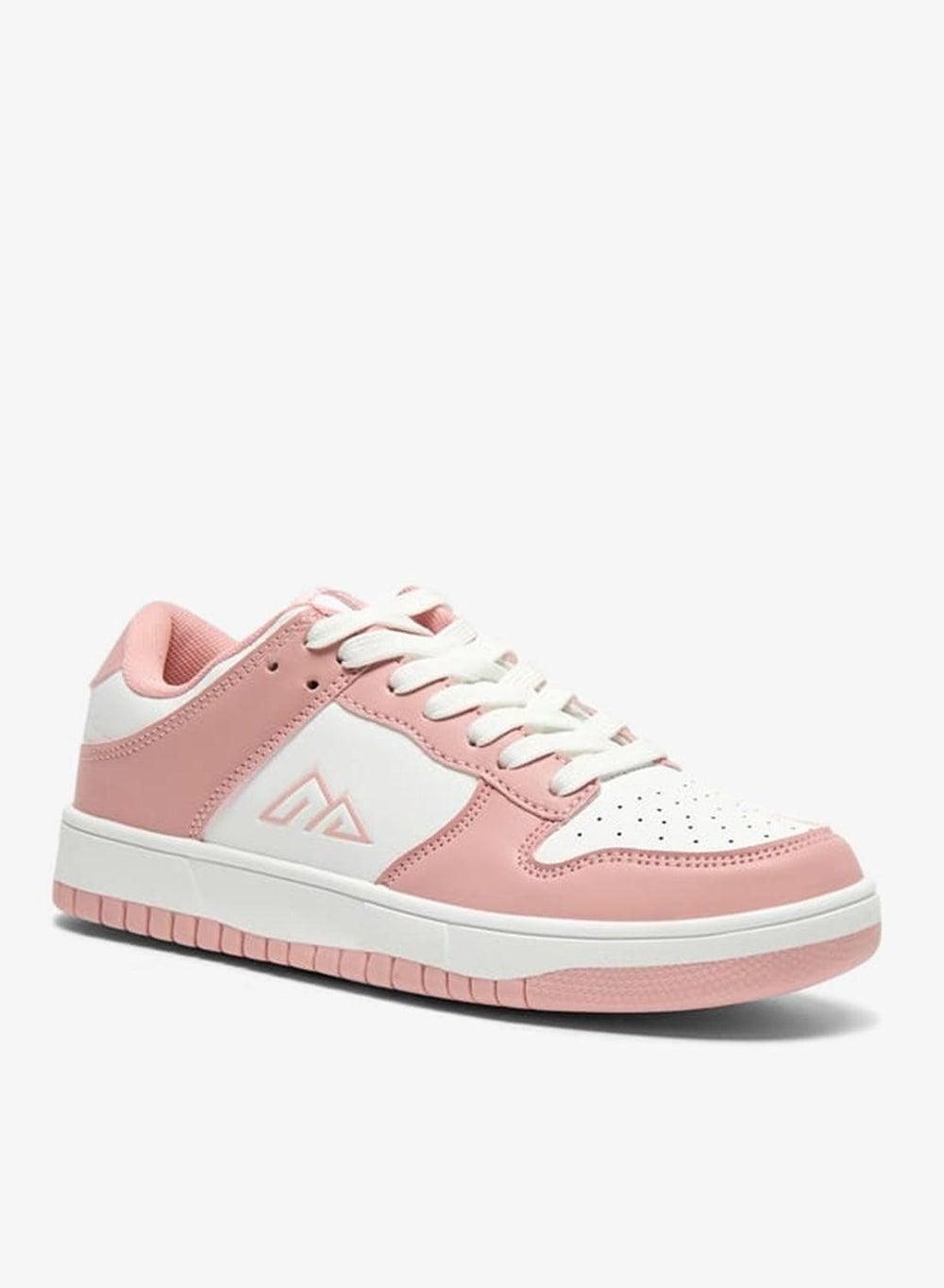 Women’s Textured Pink Lace-Up Low-Top Sneakers 14Nx5 - Image 1