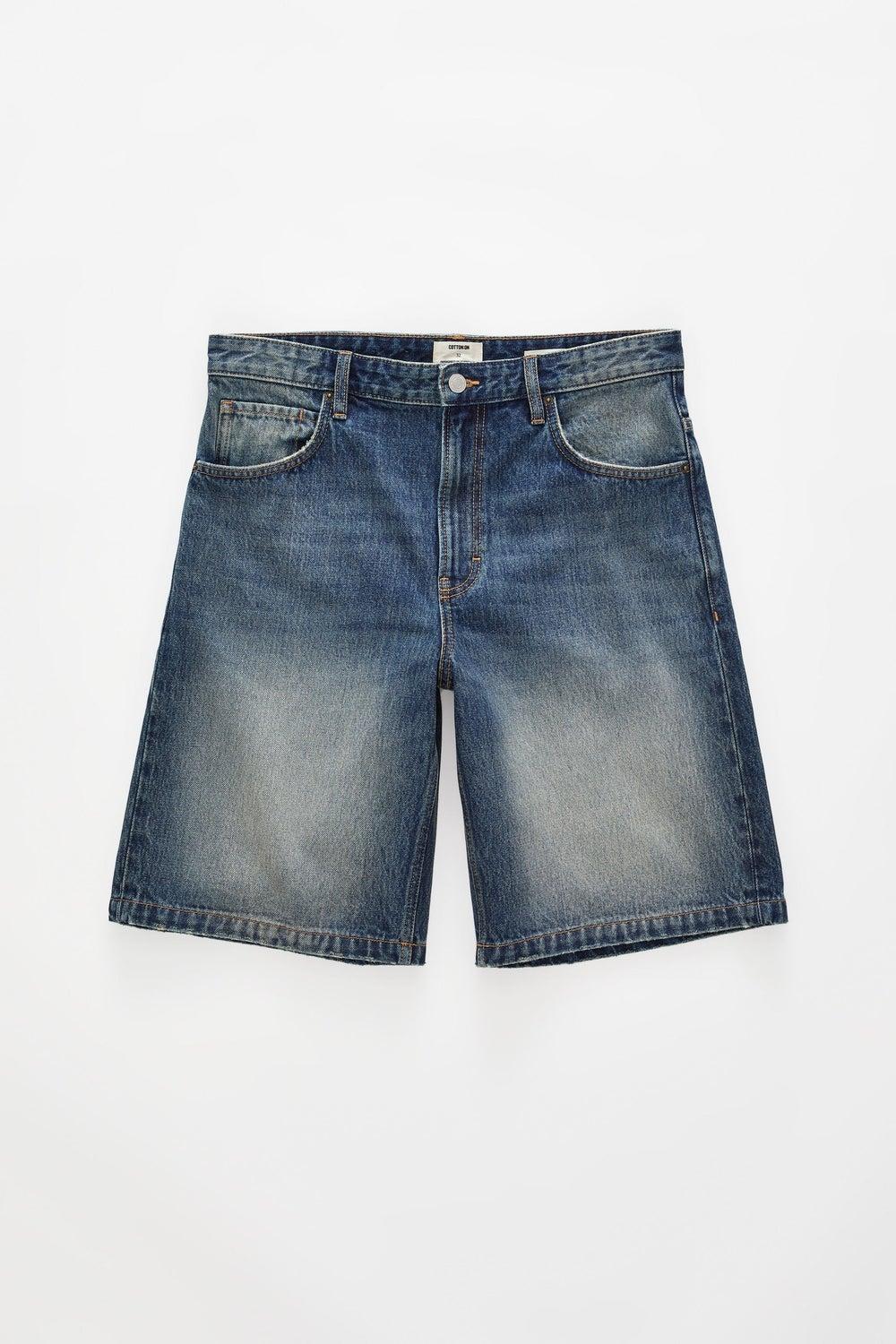 Men’s Static Blue Baggy Denim Shorts - Image 1