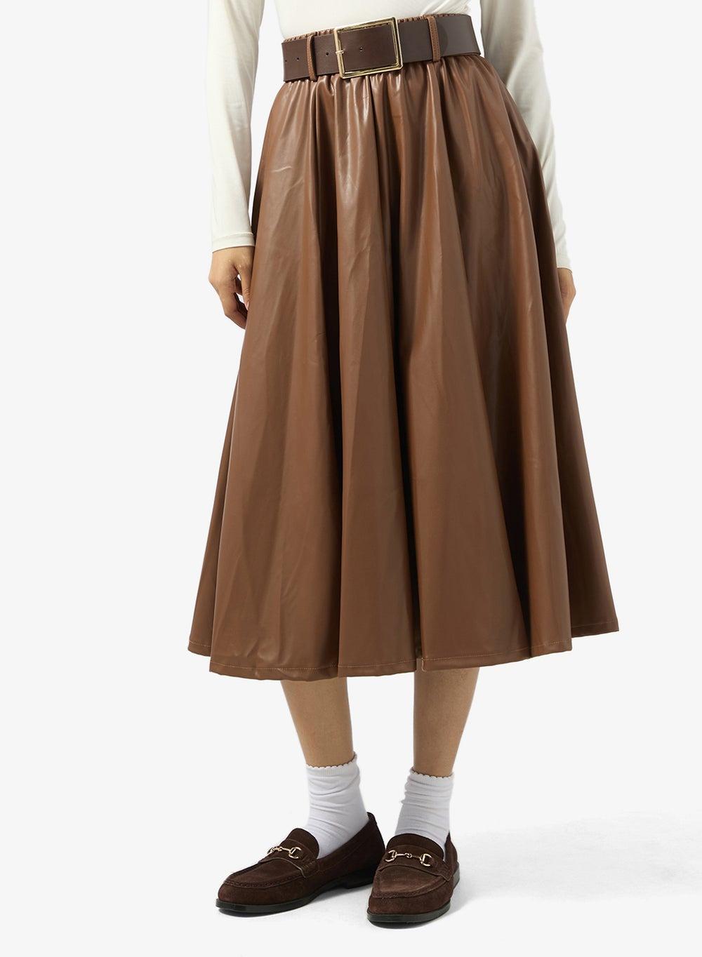 A-Line Box Pleat Midi Skirt Y250613043 - Image 1
