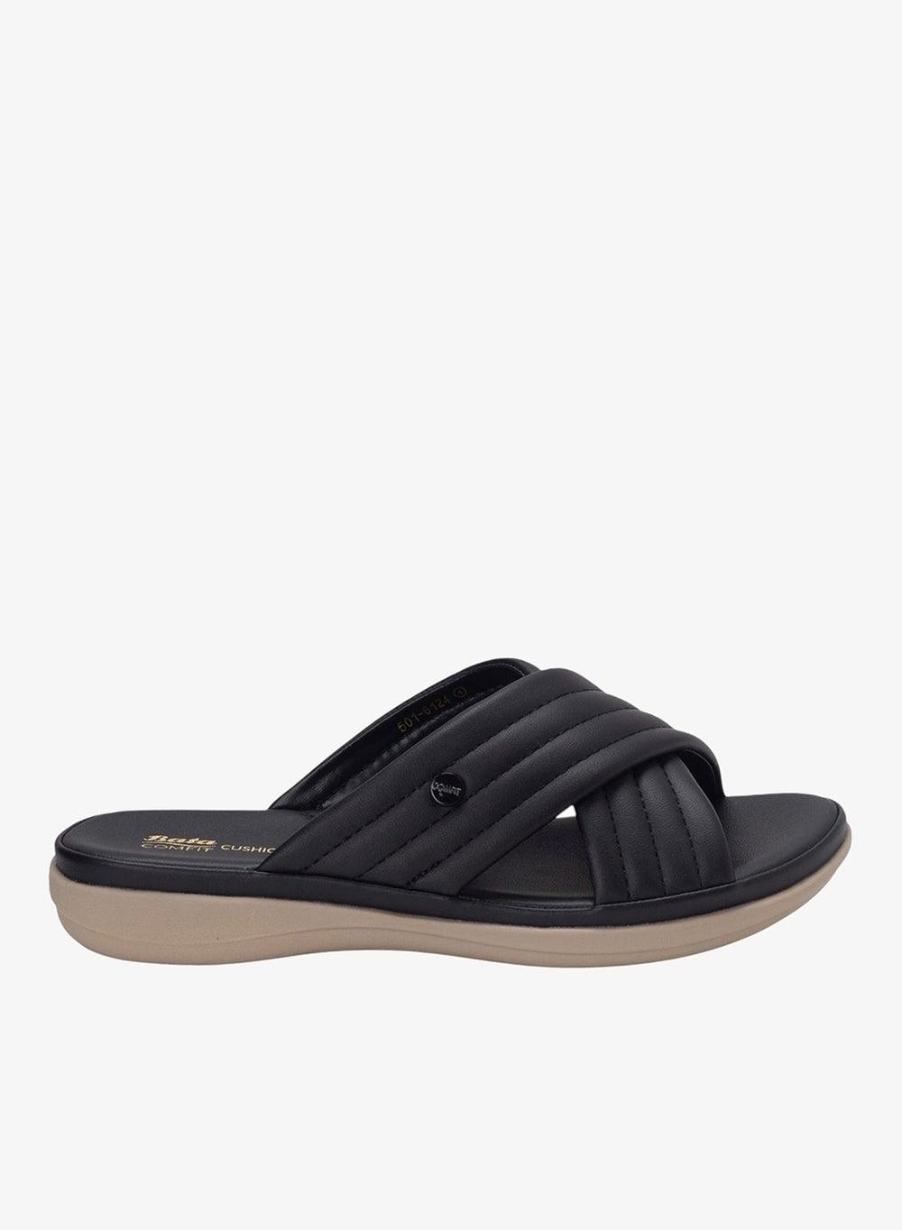Comfit Casual Black Slip-On Sandals Wide Fit - Image 1