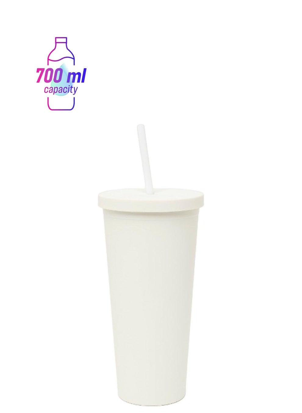 White 700ml Straw Water Bottle 1643Pr1464 - Image 1