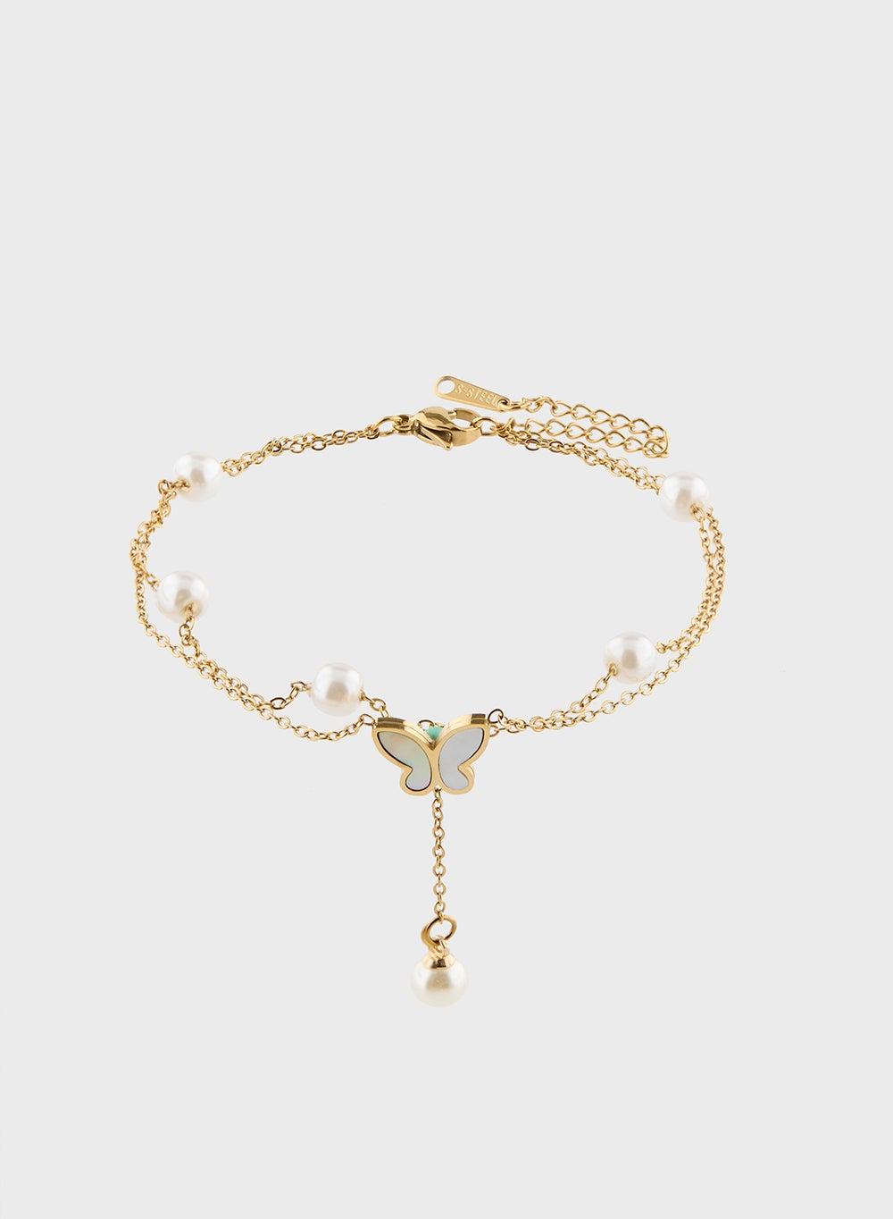 Gold Butterfly Anklet Fj241208 Elegant Charm - Image 1