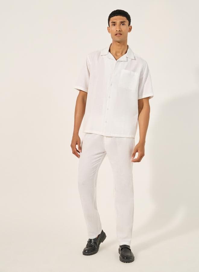 Styli White Chest Pocket Shirt & Pants Co-Ord Set - Image 1