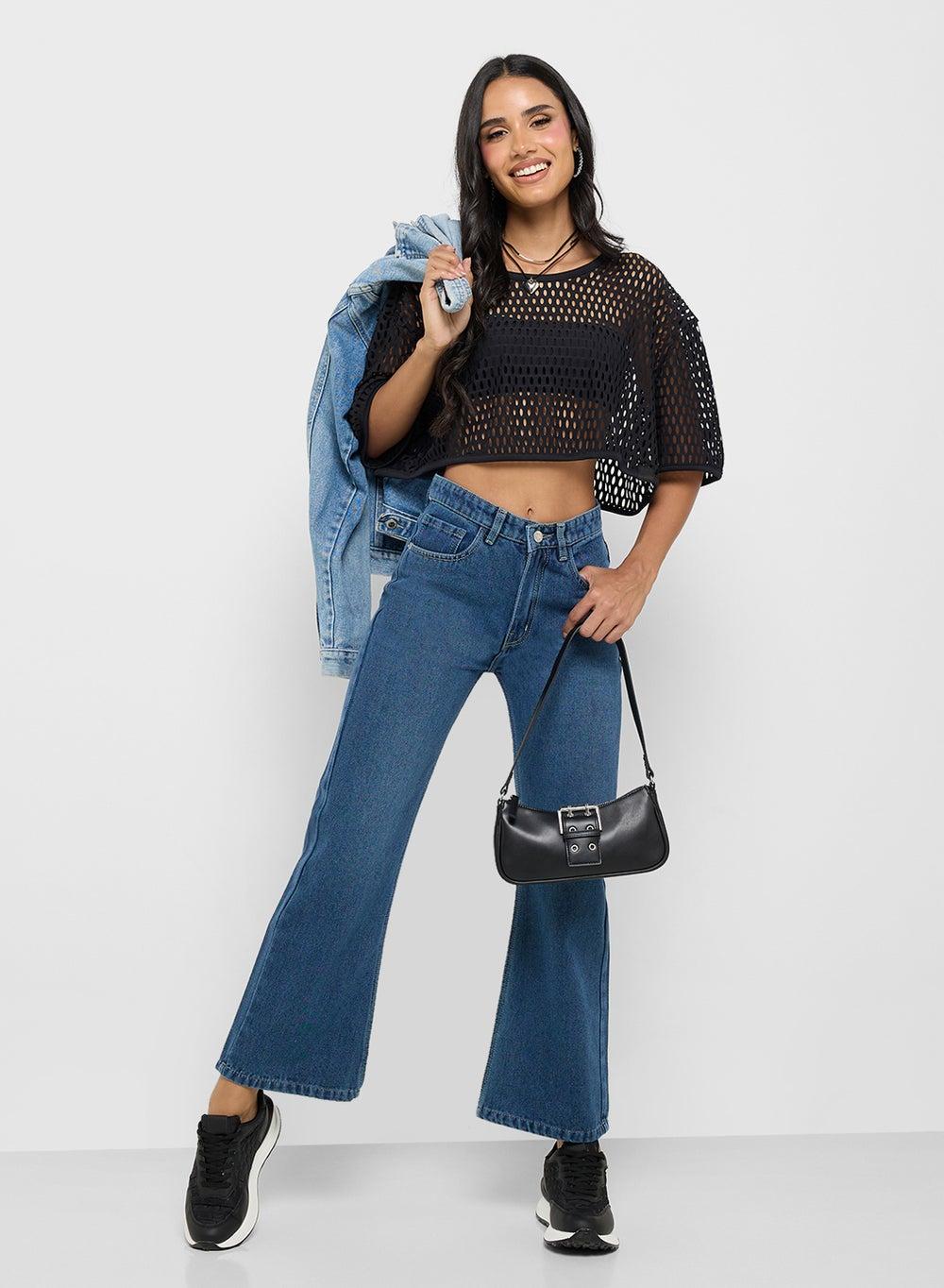 High Rise Wide Leg Blue Jeans Zopwd0157 - Image 1