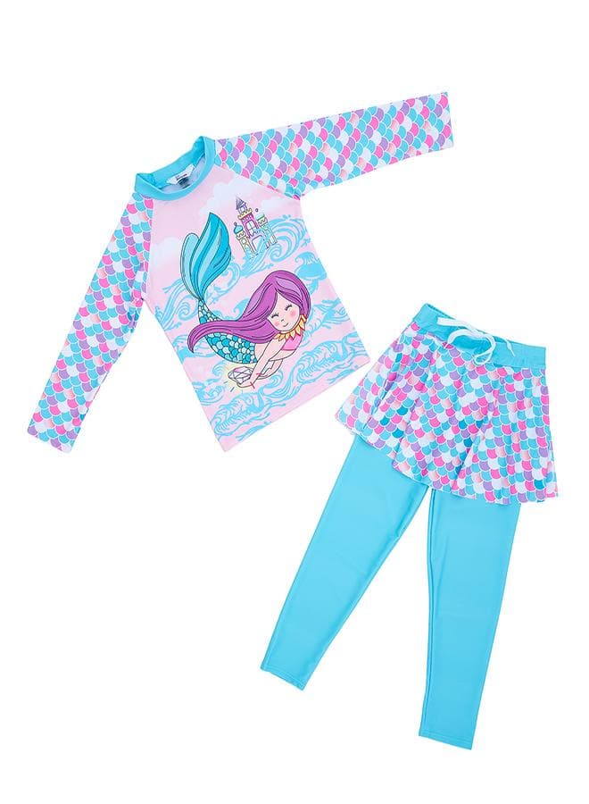 Mermaid 9170 Girls Swim Set with Skirt Leggings - Image 1