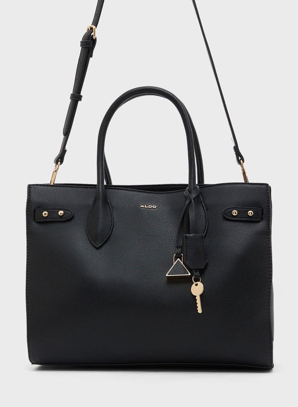 Unolaan001 Black Logo Satchel with Crossbody Strap - Image 1