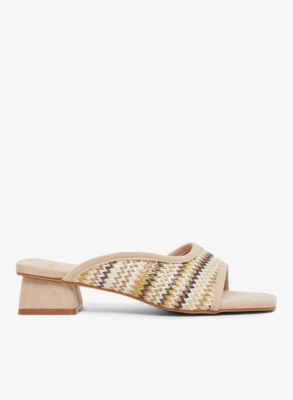 Styli Open Toe Block Heel Slip-On Sandals - Image 1
