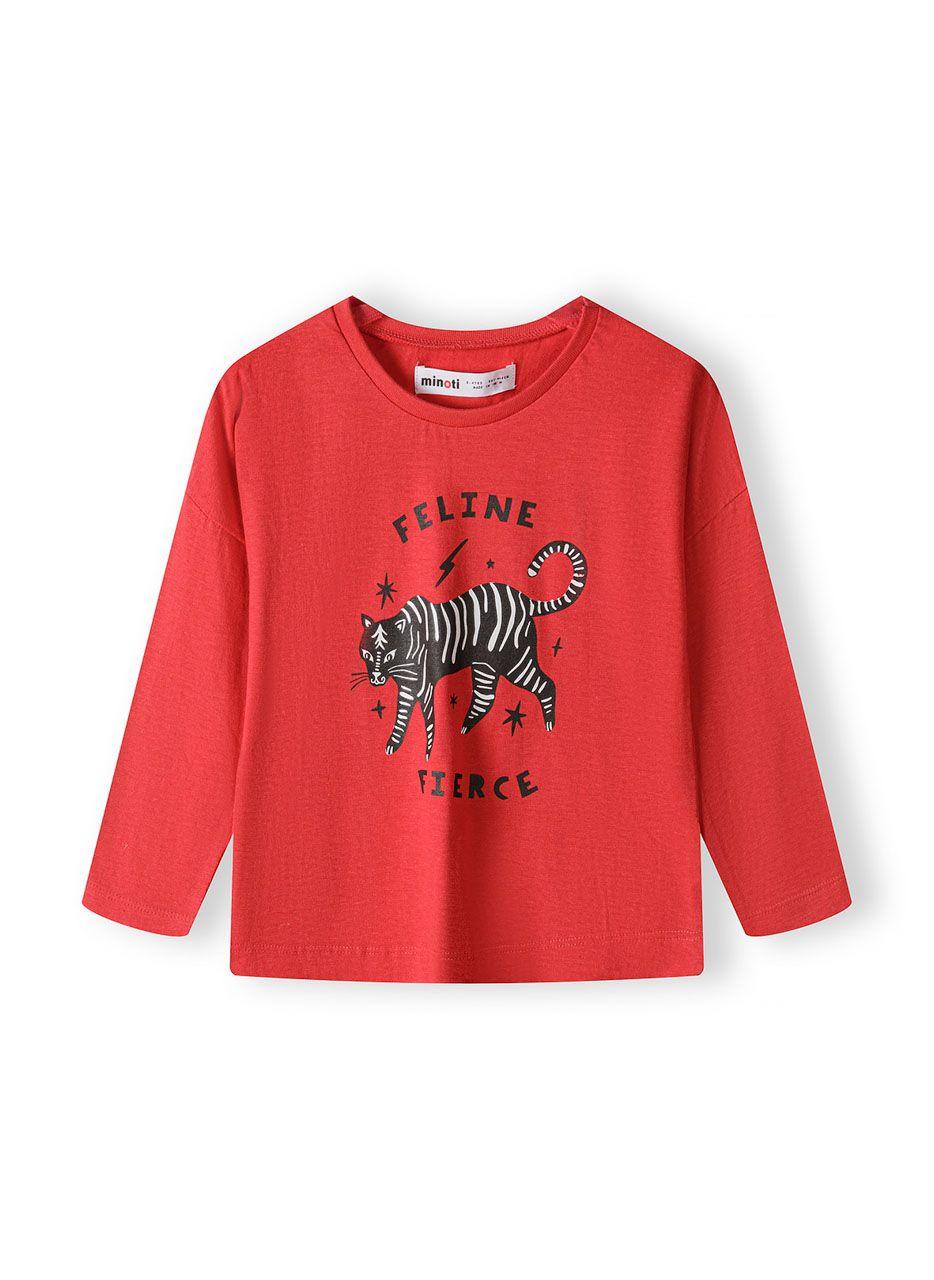 Girls Red Graphic Cotton Long Sleeve T-Shirt - Image 1