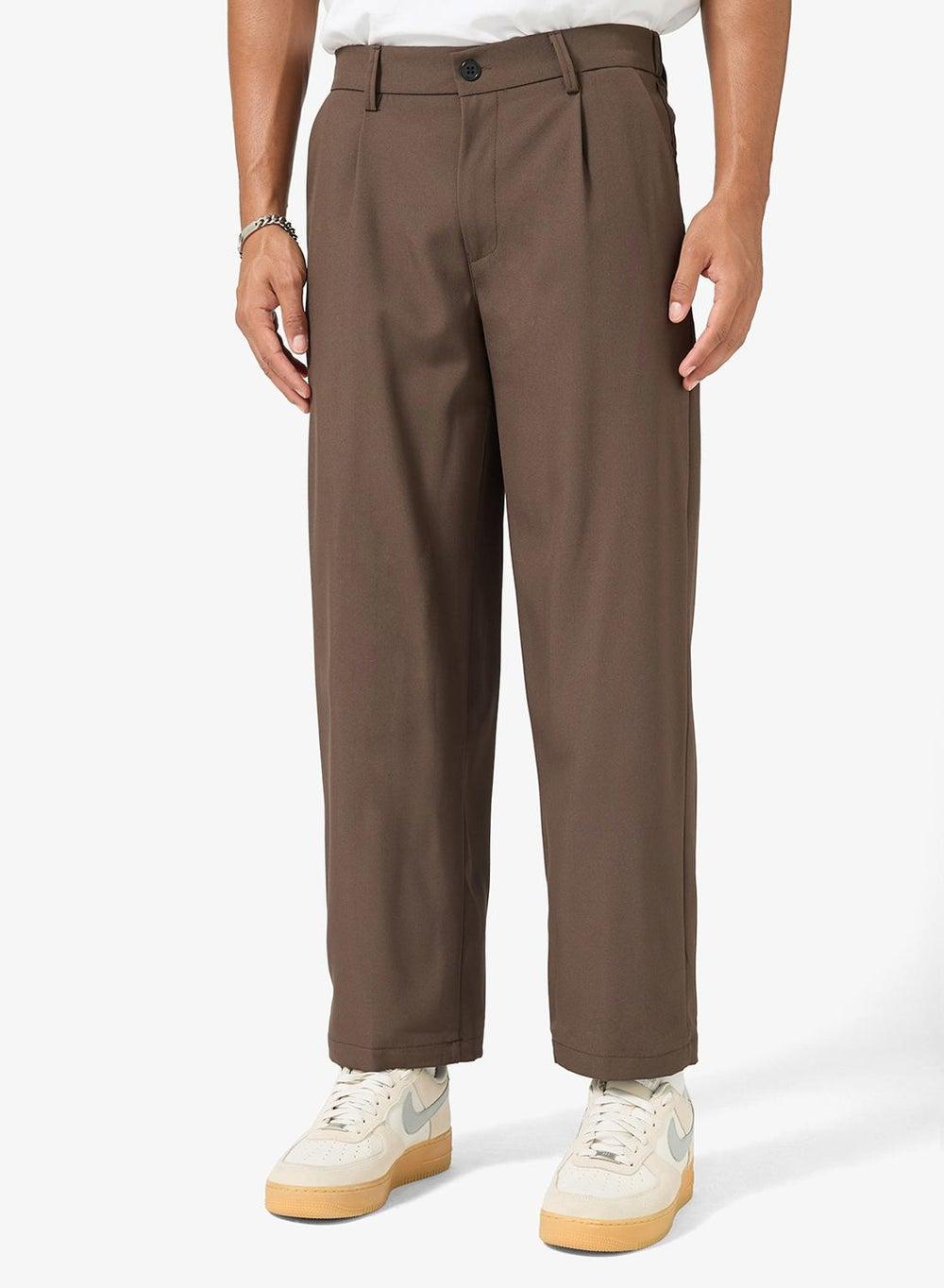 Coffee Brown Relaxed Fit Men's Trousers Kz802 - Image 1