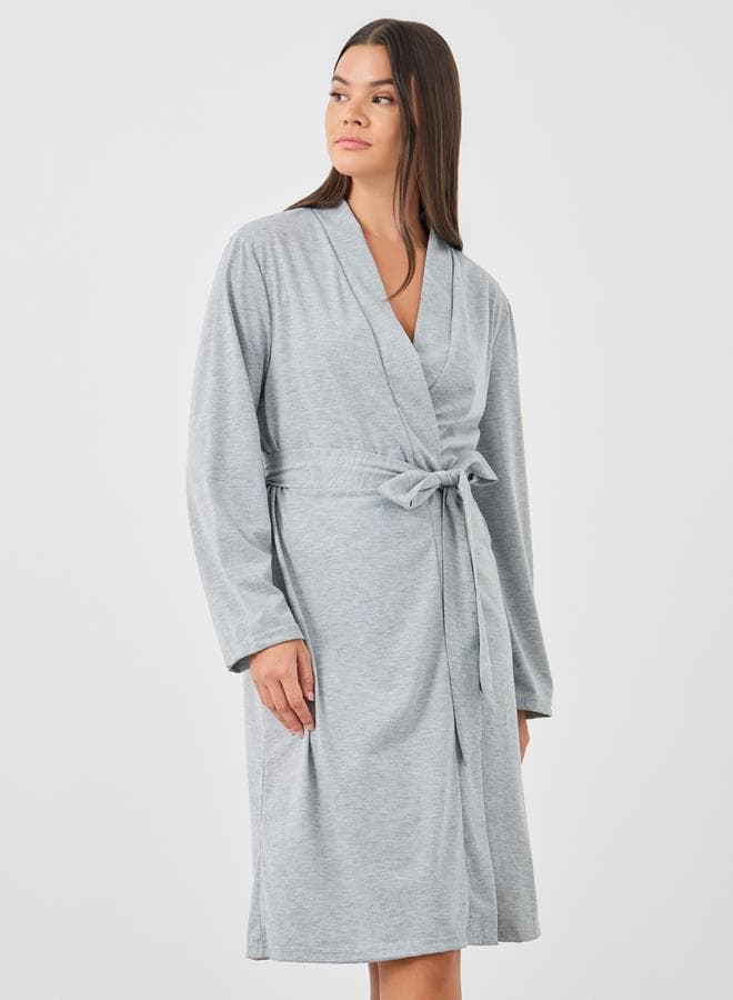 Melange Broad Edge Grey V-Neck Robe - Image 1