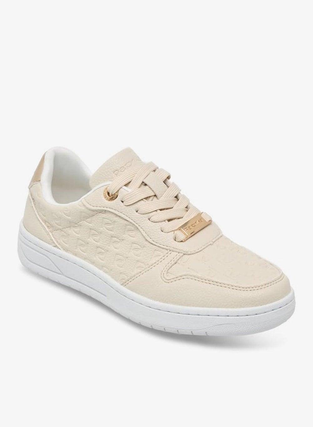 Ivory Monogram Embossed Lace-Up Women’s Sneakers Onexbq8967 - Image 1