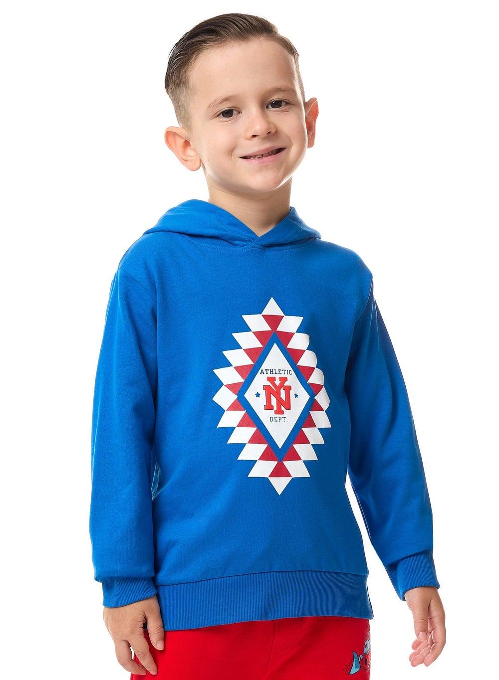 Royal Blue Graphic Boys Hoodie 2–8 Years - Image 1