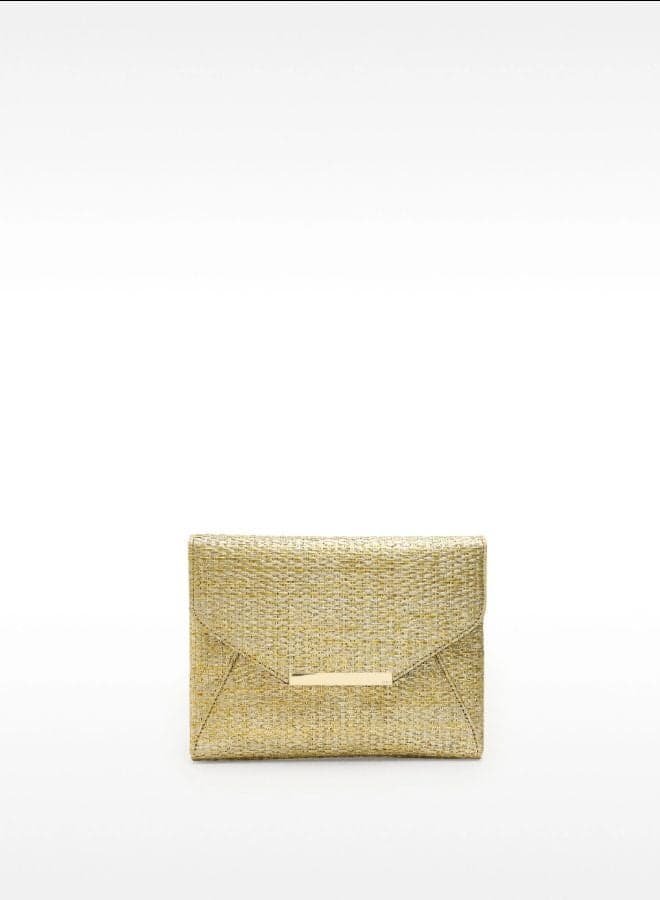 Sandstraw Gold Straw-Effect Clutch 176090 Gd - Image 1