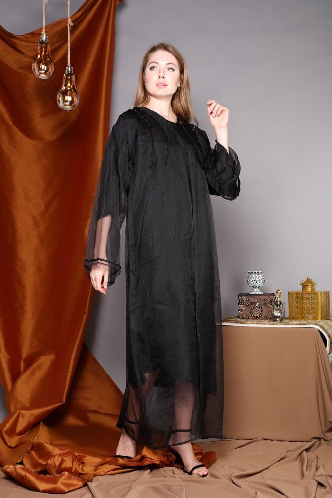 Multicolor Open Embroidery Evening Abaya - Image 1